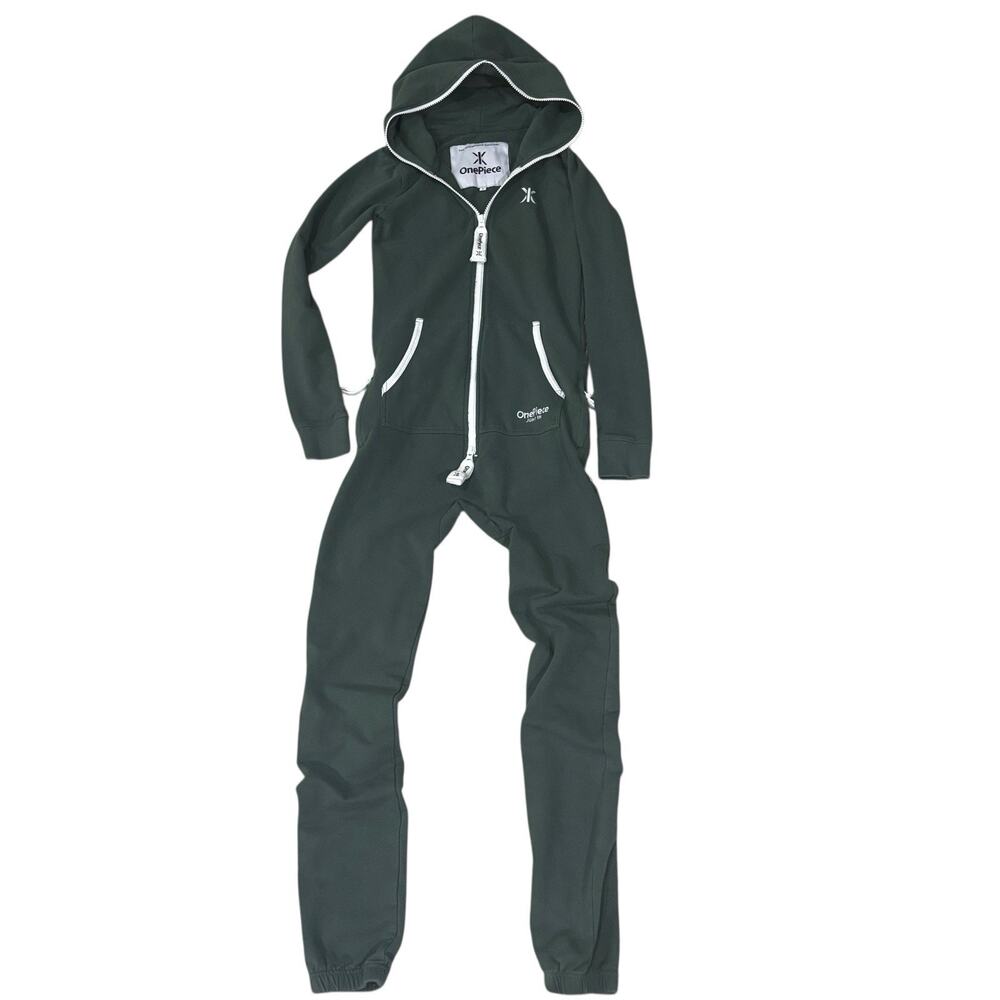 OnePiece Norwegian Green Cotton Stretch Full Zip Hooded Jumpsuit Unisex Small